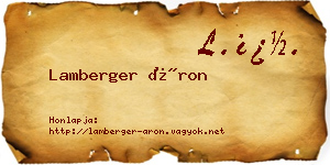 Lamberger Áron névjegykártya